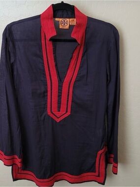 Tory Burch Navy and Red Tunic